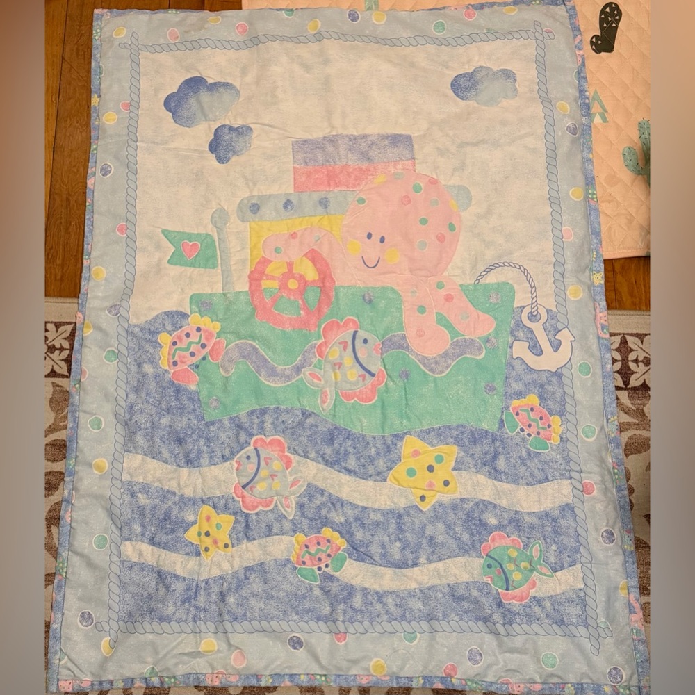 Vintage Colorful Nautical Baby Blanket